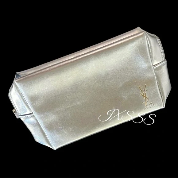 Silver-Gold YSL (Yves Saint Laurent) Beauty Cosmetic-Makeup Bag - Picture 11 of 13